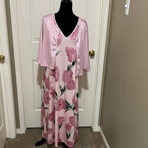 SHEIN Pink Floral Dress and Robe Set